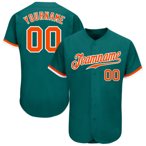 Aqua0115 Custom Teal Orange-White Authentic Baseball Jersey