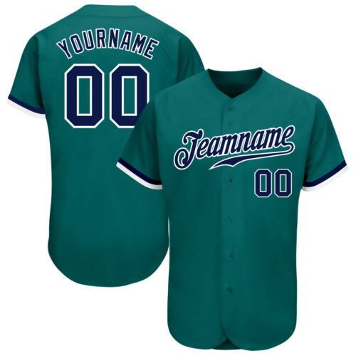 Aqua0118 Custom Teal Navy-White Authentic Baseball Jersey