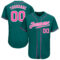 Custom Teal Pink-White Authentic Baseball Jersey