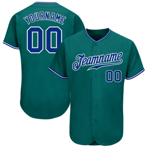 Aqua0123 Custom Teal Royal-White Authentic Baseball Jersey