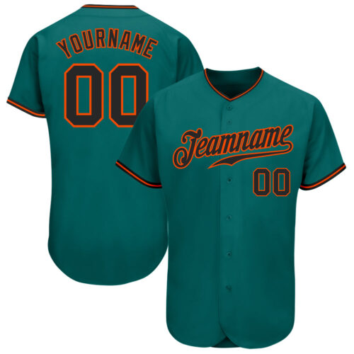 Aqua0124 Custom Teal Black-Orange Authentic Baseball Jersey