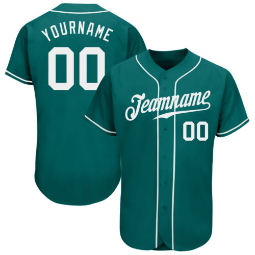 Aqua0139 Custom Teal White Authentic Baseball Jersey