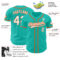 Custom Aqua White-Orange Authentic Baseball Jersey