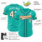 Custom Aqua White Bay Orange-Black Authentic Baseball Jersey