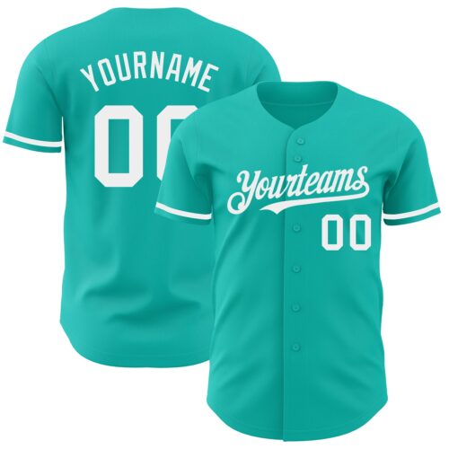 Aqua0156 Custom Aqua White Authentic Baseball Jersey