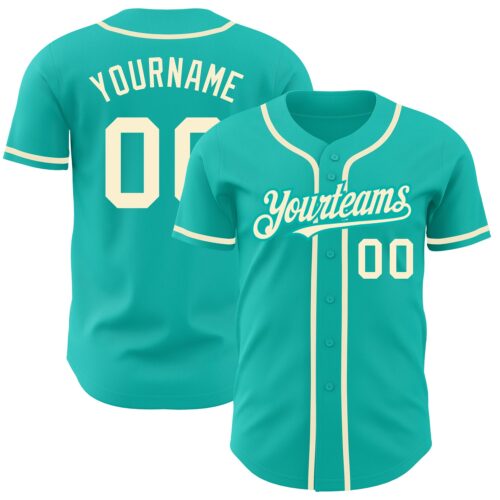 Aqua0157 Custom Aqua Cream Authentic Baseball Jersey