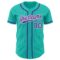 Custom Aqua White Pinstripe Purple Authentic Baseball Jersey