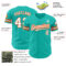 Custom Aqua White-Orange Authentic Baseball Jersey