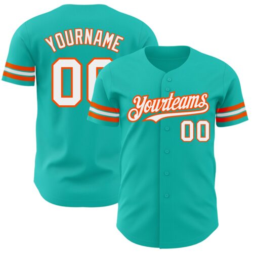 Aqua0226 Custom Aqua White-Orange Authentic Baseball Jersey