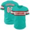 Custom Aqua White-Red Authentic Baseball Jersey