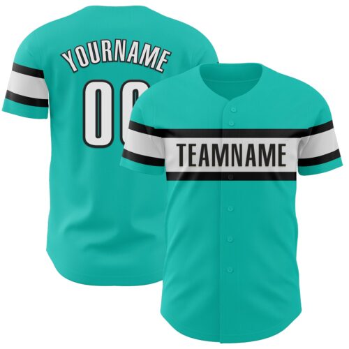 Aqua0229 Custom Aqua White-Black Authentic Baseball Jersey