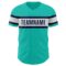 Custom Aqua White-Navy Authentic Baseball Jersey