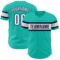 Custom Aqua White-Navy Authentic Baseball Jersey