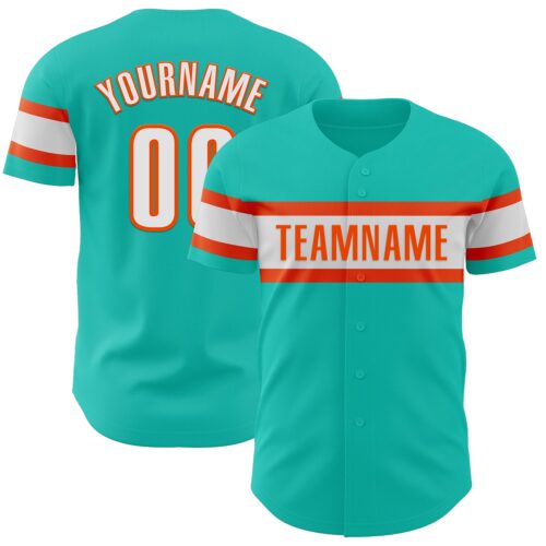 Aqua0231 Custom Aqua White-Orange Authentic Baseball Jersey