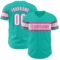 Custom Aqua White-Pink Authentic Baseball Jersey