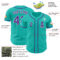 Custom Aqua Purple-White Authentic Baseball Jersey