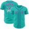 Custom Aqua Purple-White Authentic Baseball Jersey