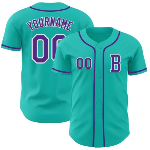 Aqua0276_653480a4-b488-419e-9af5-88f02f343de1 Custom Aqua Purple-White Authentic Baseball Jersey