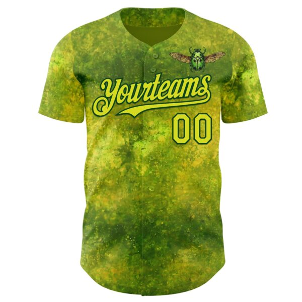 Custom Green Neon Yellow-Green David Lozeau The Scarab Beetle Authentic Baseball Jersey