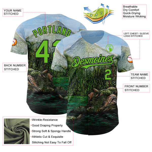 Custom Light Blue Aurora Green-Black David Lozeau The Hippo Authentic Baseball Jersey