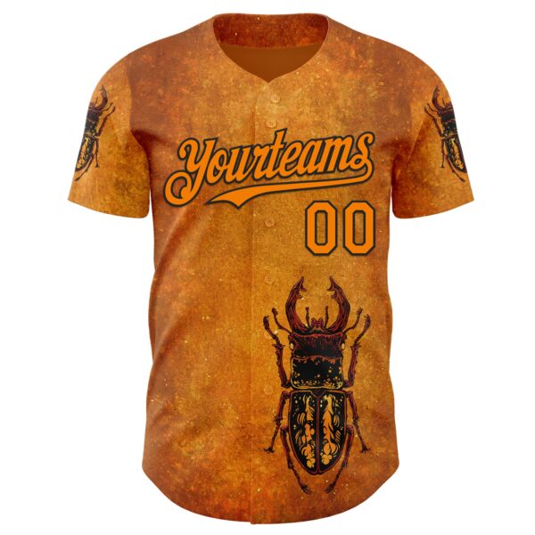 Custom Yellow Bay Orange-Black David Lozeau The Stag Beetle Authentic Baseball Jersey