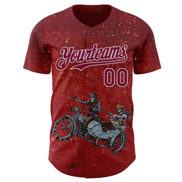 Custom Red Maroon-Silver David Lozeau Partners In Crime Authentic Baseball Jersey