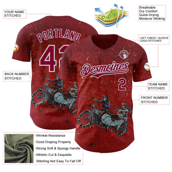 Custom Red Maroon-Silver David Lozeau Partners In Crime Authentic Baseball Jersey