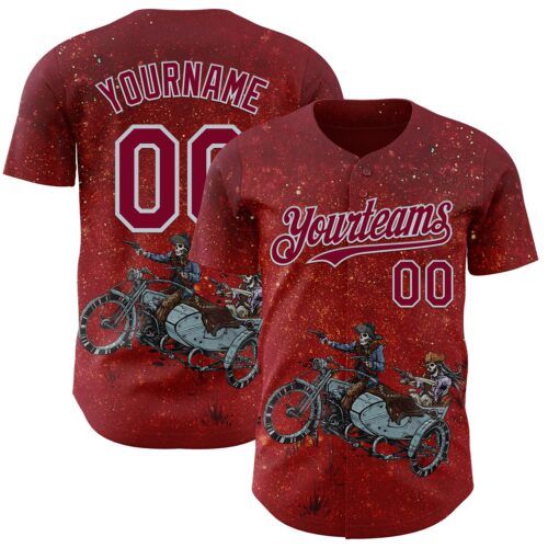 Artist0455 Custom Red Maroon-Silver David Lozeau Partners In Crime Authentic Baseball Jersey