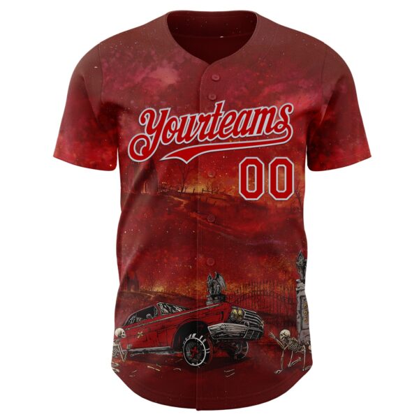Custom Red-Silver David Lozeau Slammed And Damned Authentic Baseball Jersey