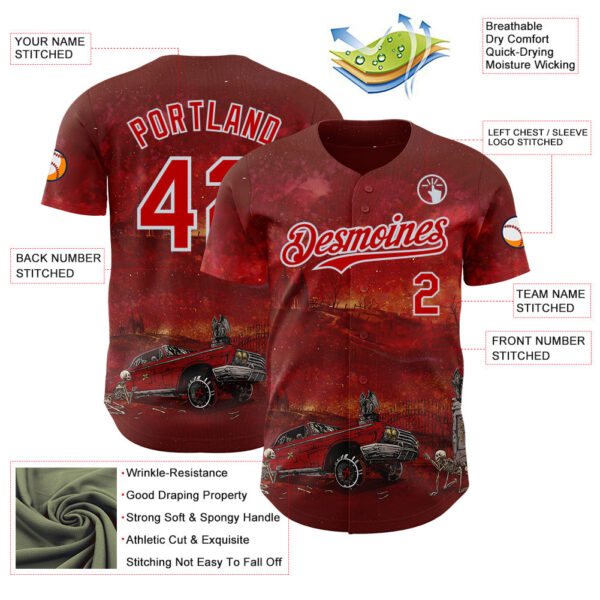 Custom Red-Silver David Lozeau Slammed And Damned Authentic Baseball Jersey