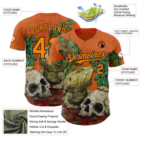 Custom Orange Bay Orange-Black David Lozeau Bearded Dragon Authentic Baseball Jersey