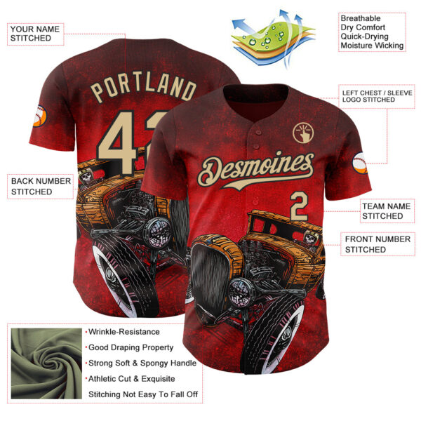 Custom Red Vegas Gold-Black David Lozeau Dead Heat Authentic Baseball Jersey