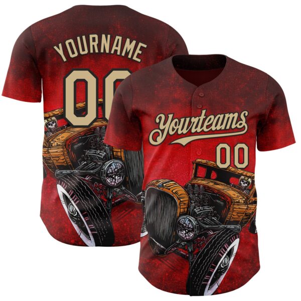 Custom Red Vegas Gold-Black David Lozeau Dead Heat Authentic Baseball Jersey