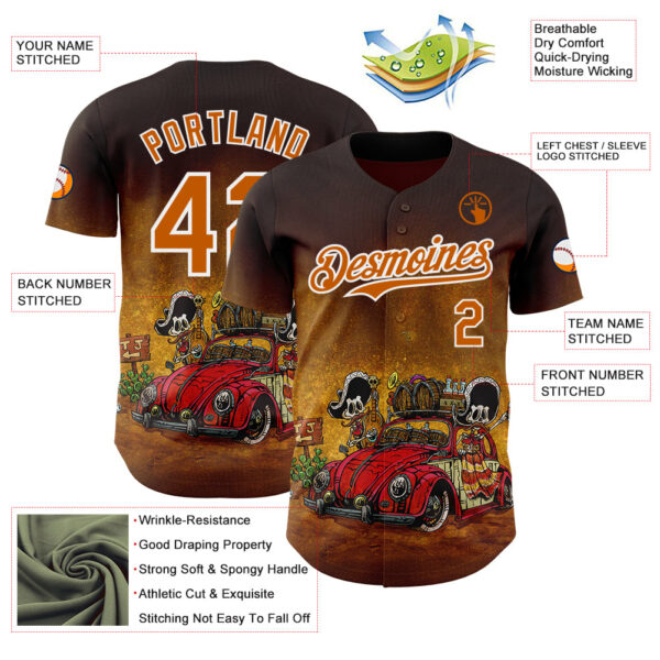 Custom Brown Texas Orange-White David Lozeau Border Bug Authentic Baseball Jersey