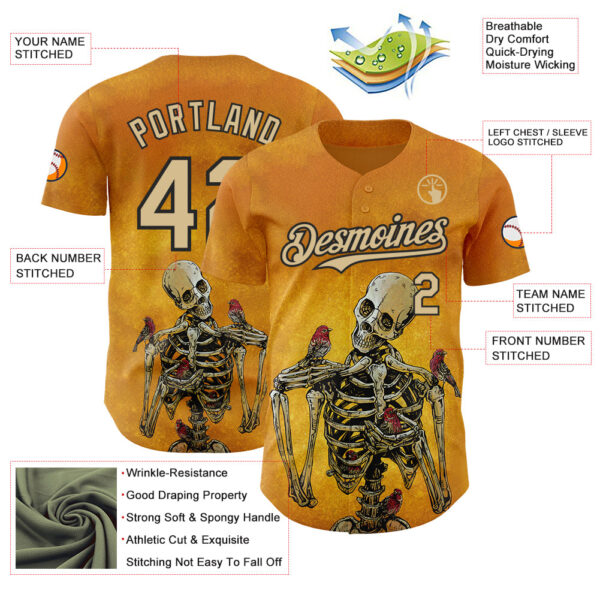 Custom Yellow Vegas Gold-Black David Lozeau Birds Of A Feather Authentic Baseball Jersey