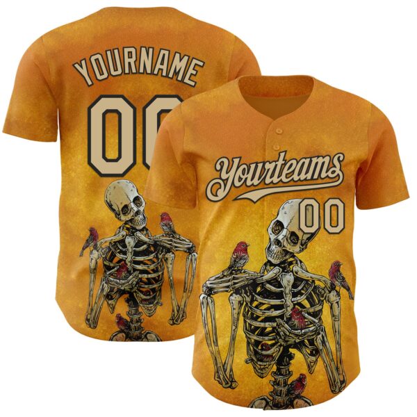Custom Yellow Vegas Gold-Black David Lozeau Birds Of A Feather Authentic Baseball Jersey