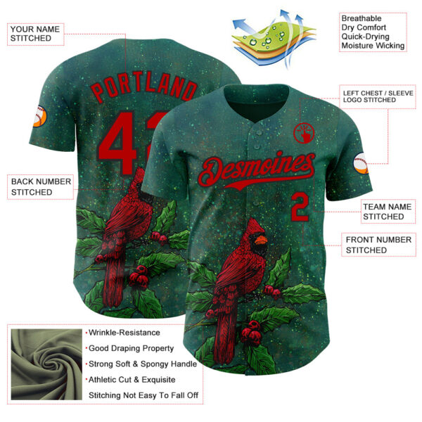 Custom Green Red-Black David Lozeau The Cardinal Authentic Baseball Jersey