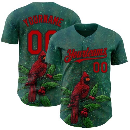 Artist0465 Custom Green Red-Black David Lozeau The Cardinal Authentic Baseball Jersey