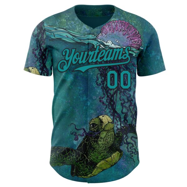 Custom Blue Teal-Black David Lozeau Turtle Buddy And Jelly Authentic Baseball Jersey