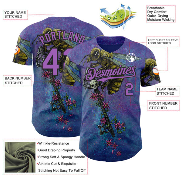Custom Purple Medium Purple-Black David Lozeau The Beekeeper Authentic Baseball Jersey