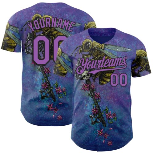 Artist0468 Custom Purple Medium Purple-Black David Lozeau The Beekeeper Authentic Baseball Jersey
