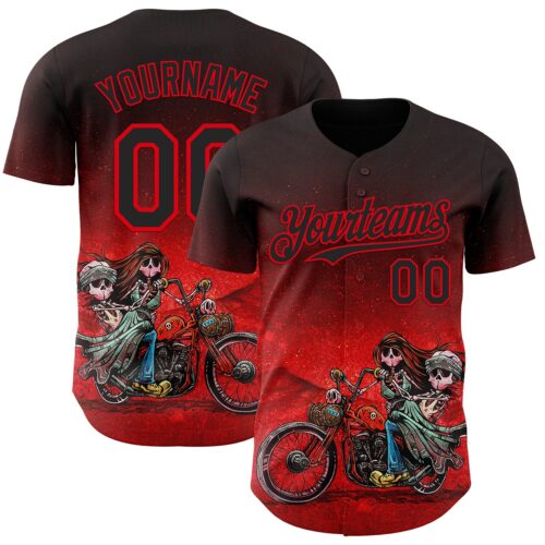 Artist0470 Custom Black Red-Fire Red David Lozeau Cruisin Authentic Baseball Jersey