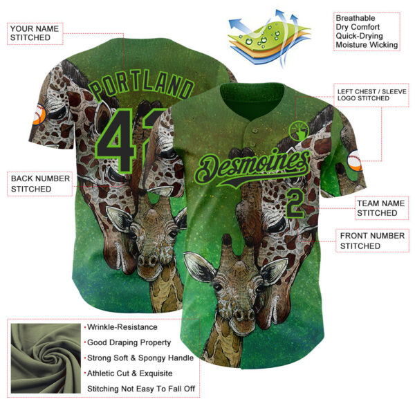 Custom Green Black-Aurora Green David Lozeau Mommy And Me Authentic Baseball Jersey