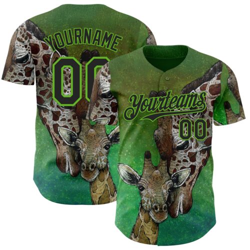 Artist0471 Custom Green Black-Aurora Green David Lozeau Mommy And Me Authentic Baseball Jersey