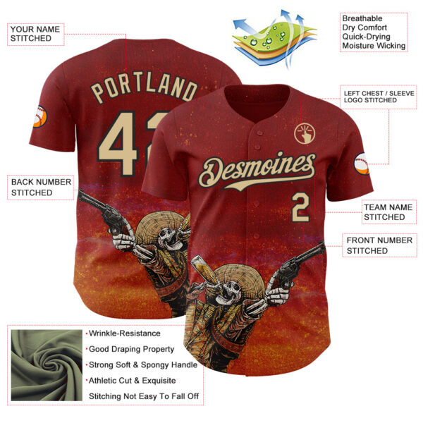 Custom Red Vegas Gold-Black David Lozeau Shot For Shot Authentic Baseball Jersey