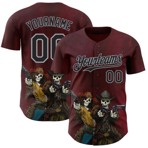 Artist0475 Custom Red Black-Gray David Lozeau Love In The Badlands Authentic Baseball Jersey