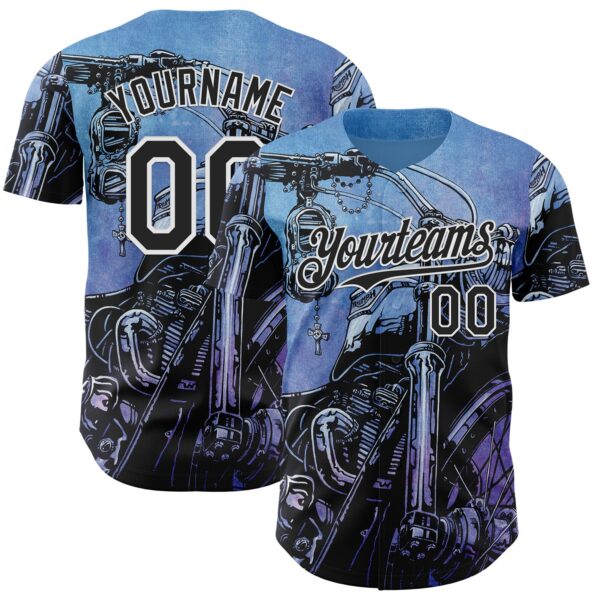 Custom Blue Black-White David Lozeau Triumph Authentic Baseball Jersey