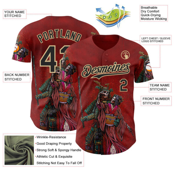 Custom Red Black-Vegas Gold David Lozeau The Spoils Of War Authentic Baseball Jersey
