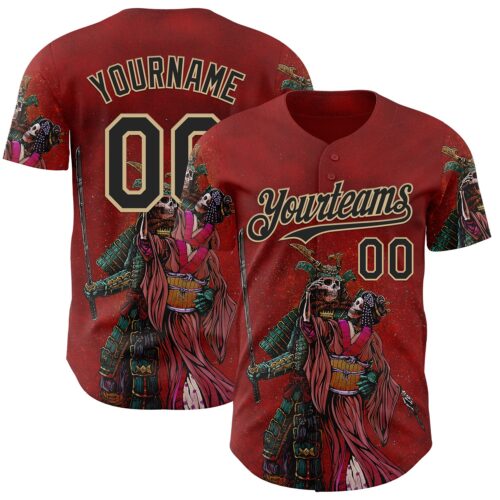 Artist0482 Custom Red Black-Vegas Gold David Lozeau The Spoils Of War Authentic Baseball Jersey