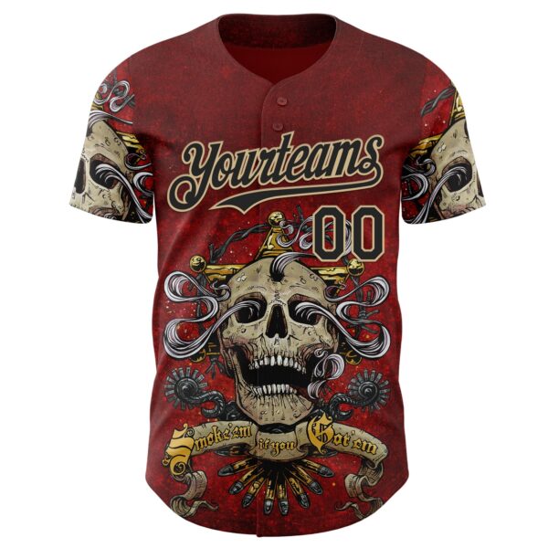 Custom Red Black-Vegas Gold David Lozeau Smoke Em If You Got Em Authentic Baseball Jersey